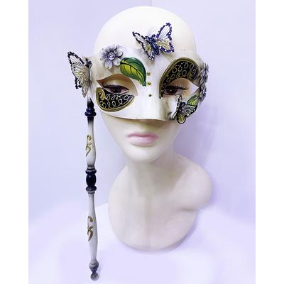 Siyah Renk Kelebek İşlemeli Tutmalı Venedik Göz Maskesi 33x17 cm