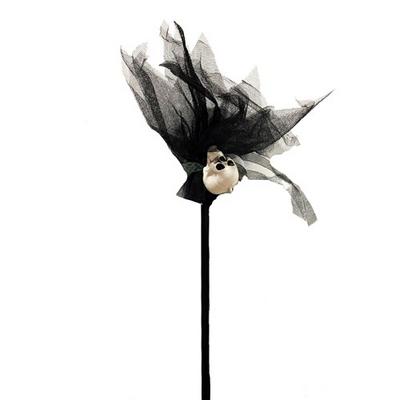 Siyah Renk Kuru Kafa Temalı Cadı Süpürgesi 90 cm