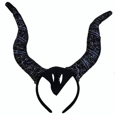 Siyah Renk Mega Boy Motif İşleme Boynuzlu Tasarımlı Mega Malefiz Tacı 30x28 cm