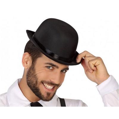 Siyah Renk Saten Kaplama Charlie Chaplin Melon Şapka