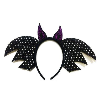 Siyah Renk Yarasa Model Boynuzlu Halloween Tacı 37x19 cm