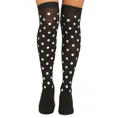 Siyah Üzeri Beyaz Puantiyeli Halloween Partisi Çorabı 1 Çift