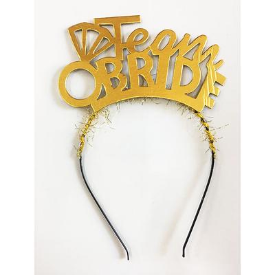 Team Bride Yazılı Alyanslı Altın Renk Parti Tacı