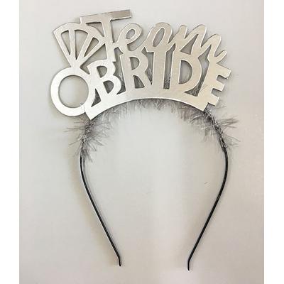 Team Bride Yazılı Alyanslı Gümüş Renk Parti Tacı