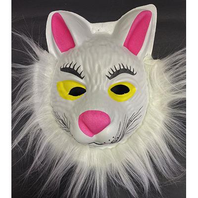 Tilki Maskesi - Eva Beyaz Peluşlu Tilki Maskesi