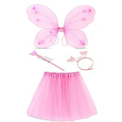 Toz Pembe Kelebek Kostümü - Toz Pembe Kelebek Kostüm Aksesuar Seti 4 Parça