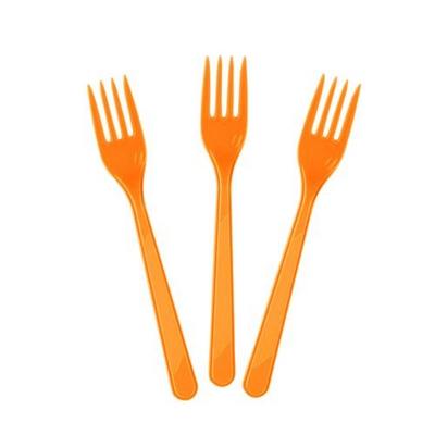 Turuncu Renk Lüks Plastik Çatal 25 Adet