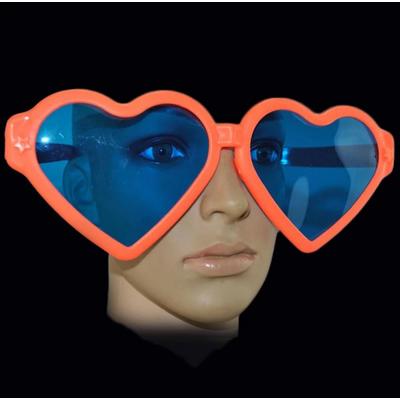 Turuncu Renk Mega Boy Jumbo Kalp Şekilli Parti Gözlüğü