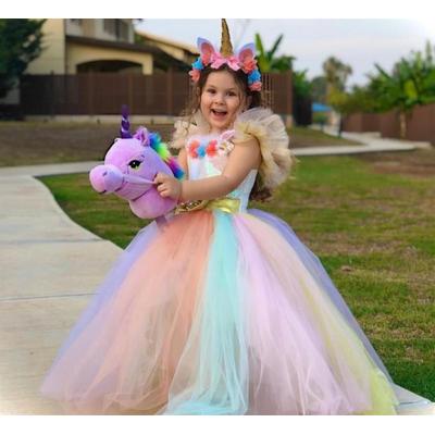 Unicorn Çocuk Kostümü - Unicorn Pony Kostümü ve Taç Seti 5-7 Yaş