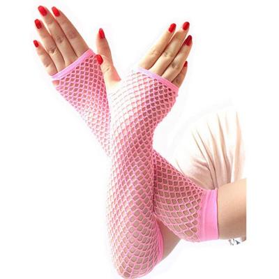 Uzun File Örgü Eldiven Açık Pembe Renk