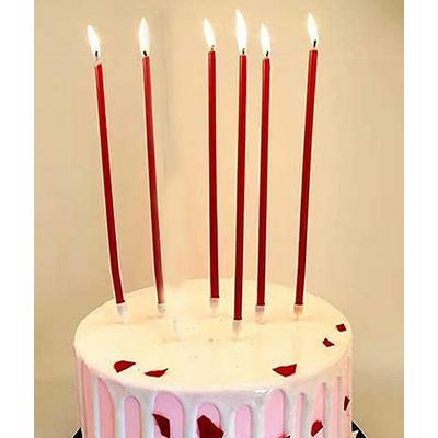 Uzun Kırmızı Renk Pasta Parti Mumu 6 Adet 16 cm