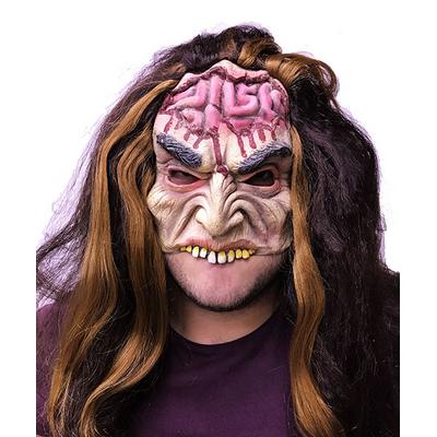 Uzun Saçlı Yarım Surat Beyin Figürlü Lateks Et Maske 