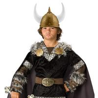 Yetişkin Boy Altın Renk Beyaz Boynuzlu Büyük Viking Başlığı Şapkası
