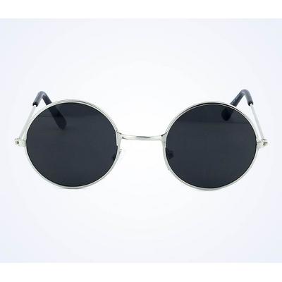 Yuvarlak Cam John Lennon Tarzı Gümüş Çerçeveli Siyah Gözlük 