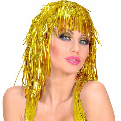 Altın Sarısı Işıltılı Metalize Parti Peruğu
