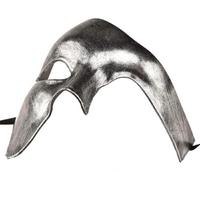 Antik Eskitme Gümüş Erkek Yarım Maske - Phantom & Balo Maskesi