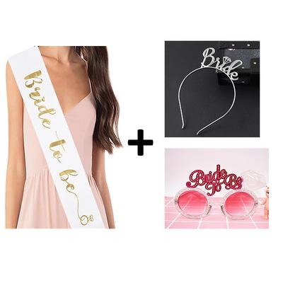 Bekarlığa Veda Bride Kuşak Taç ve Gözlük Seti 