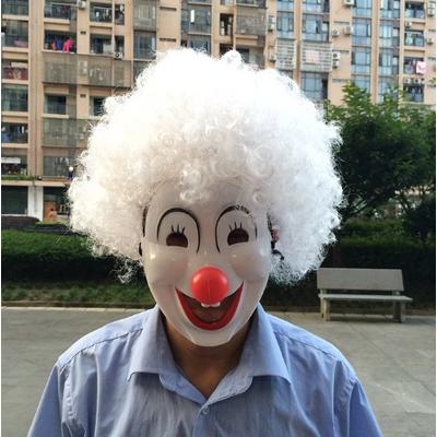 Beyaz Bonus Peruk Palyaço Maske Seti