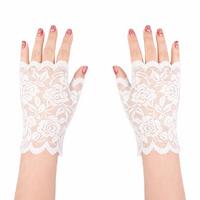 Beyaz Dantel Parmaksız Kısa Eldiven