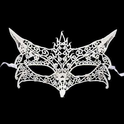 Beyaz Renk Dantel Kesim Dantel İşlemeli Balo Parti Maskesi 7 No 