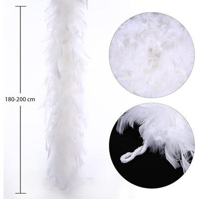 Beyaz Renk Kabarık Kalın Otriş Boa Tüy 6 cm Genişlik 180-200 cm Uzunluk