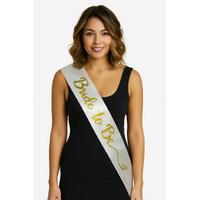 Beyaz Saten Üzerine El Yazısı İtalik Altın Bride To Be Kuşağı 