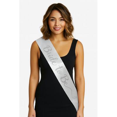 Beyaz Saten Üzerine El Yazısı İtalik Gümüş Bride To Be Kuşağı 