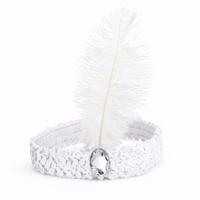 Beyaz Tüylü Retro Çarliston Saç Bandı - 70-80-90’lar Parti Tacı