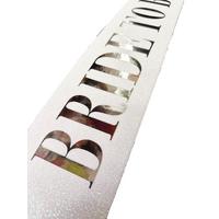 Beyaz Üzeri Gümüş Büyük Bride To Be Yazılı Simli Işıltılı Kuşak Kemer 10 cm Genişlik