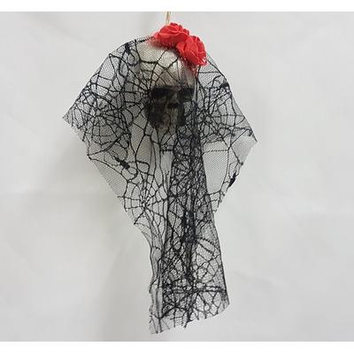 Cadılar Bayramı Dekoratif Kuru Kafa Duvaklı 