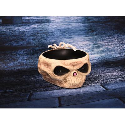 Cadılar Bayramı Halloween Kafatası Şekerlik Meyve Çanağı Gold