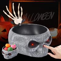 Cadılar Bayramı Halloween Kafatası Şekerlik Meyve Çanağı Gri