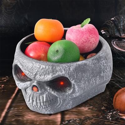 Cadılar Bayramı Halloween Kafatası Şekerlik Meyve Çanağı Gri