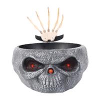 Cadılar Bayramı Halloween Kafatası Şekerlik Meyve Çanağı Gri