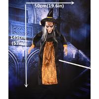 Cadılar Bayramı Halloween Sensörlü Işıklı Sesli Cadı 145 cm