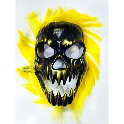 Cadılar Bayramı Kurukafa Maskesi Sarı Saçlı