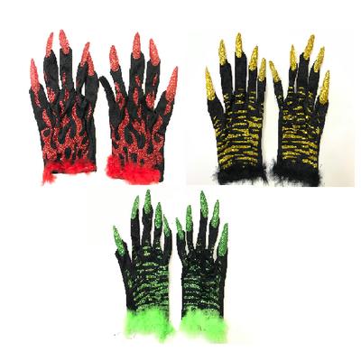 Cadılar Bayramı Tırnaklı Eldiven 3 Renk 3 Adet
