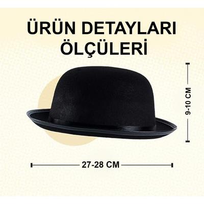 Charlie Chaplin Stil Çocuk Şapkası – Siyah Melon Parti Şapkası