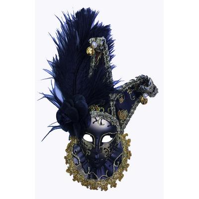 Çıngıraklı Dekoratif Tüylü Seramik Maske Siyah Renk