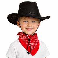 Çocuk Kovboy Şapka Siyah & Kırmızı Bandana Seti