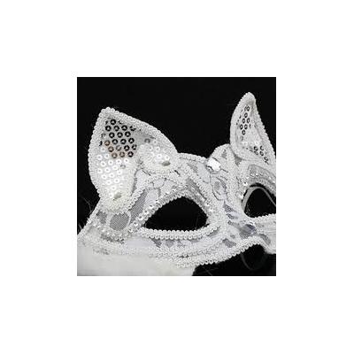 Dantelli Kedi Maskesi Beyaz Renk Yetişkin 
