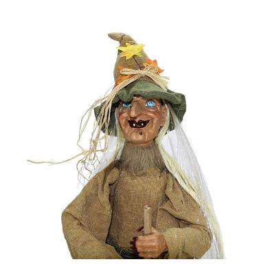 Dekoratif Sesli Işıklı Yeri Süpüren Sensörlü Cadı Büyük Sarı Pilli 120 cm