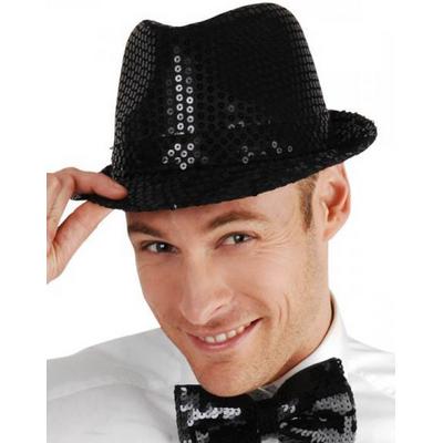 Disko Star Siyah Payetli Fötr Şapka Yetişkin Boy