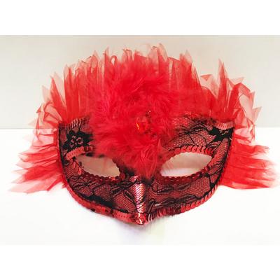 Duvaklı Pullu Yılbaşı Tüylü Parti Maskesi Karışık Renk 12 Adet 