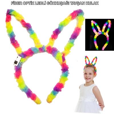 Fiber Optik LED'li Gökkuşağı Tavşan Kulak 17x23 cm