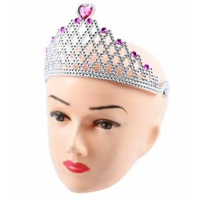 Fuşya Kalpli Gümüş Renk Kraliçe Tacı Prenses Tacı 