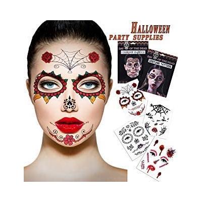 Geçici Yüz Dövmesi Güllü Örümcek Desenli