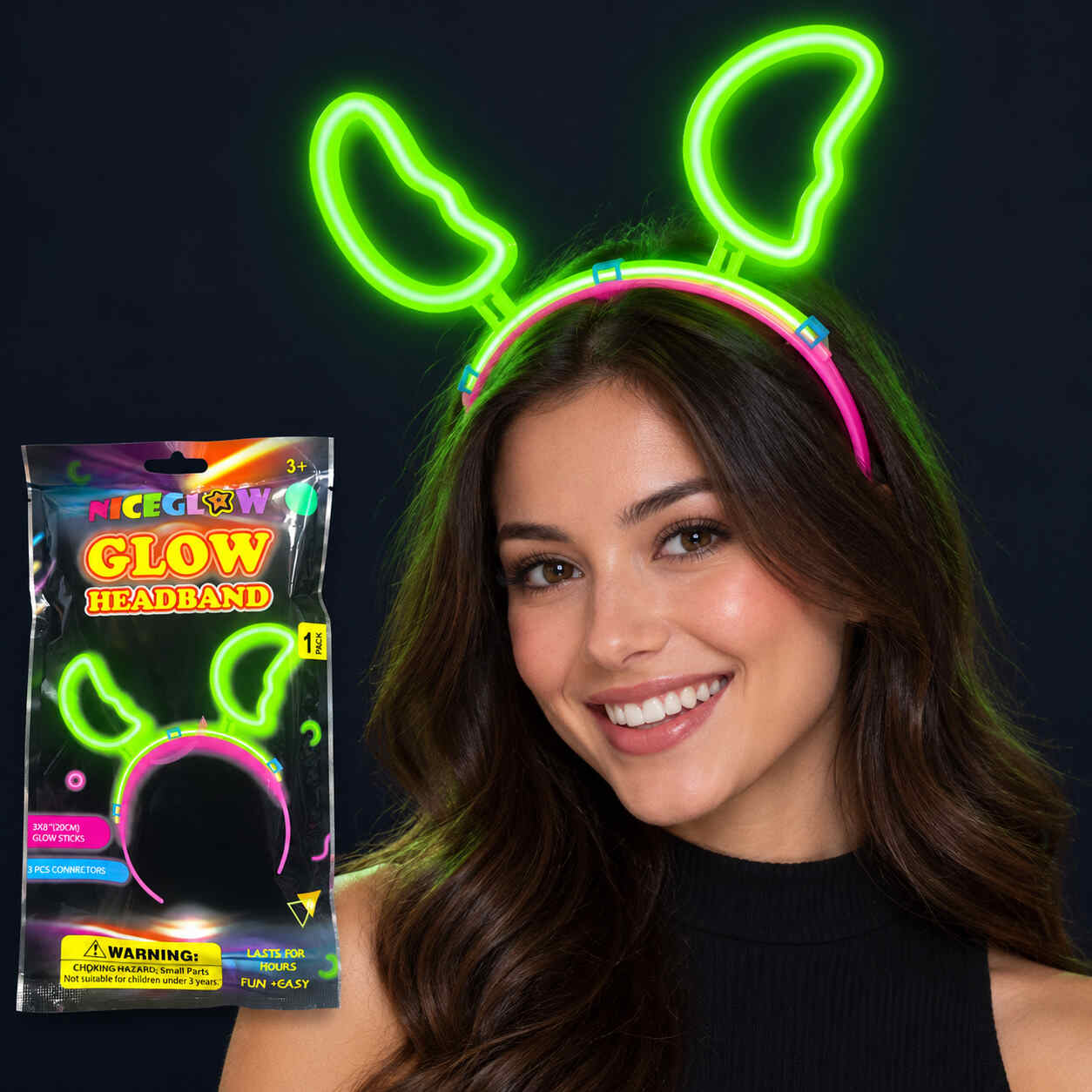 Glow Neon Işıklı Ay Şekilli Yeşil Glow Taç