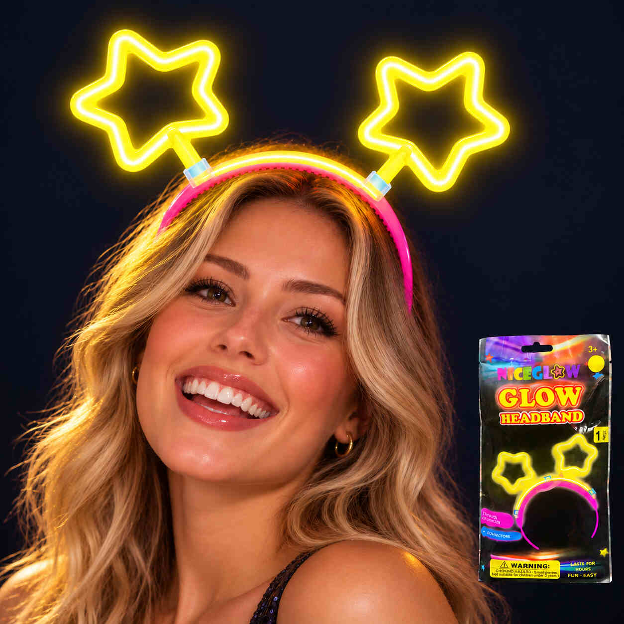 Glow Neon Işıklı Sarı Yıldız Glow Taç