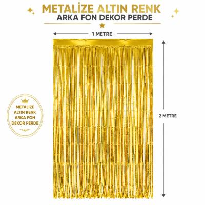 Gold Metalize Parti Perdesi 100x200 cm – Kapı ve Arka Fon Perdesi